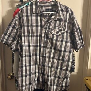 Marc Ecko Men's Black and White Plaid Button Down Shirt